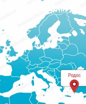 Mapa Rhodosu v ruštině