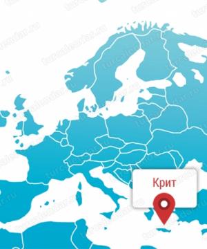 Mapa Kréty v ruštině Mapa Kréty s letovisky v ruštině