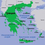 Mapa Korfu s hotely a atrakcemi v ruštině
