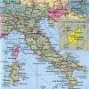 Olaszország részletes térképe oroszul városokkal és üdülőhelyekkel