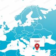 Kréta orosz nyelvű térképe Kréta orosz nyelvű üdülőhelyek térképe